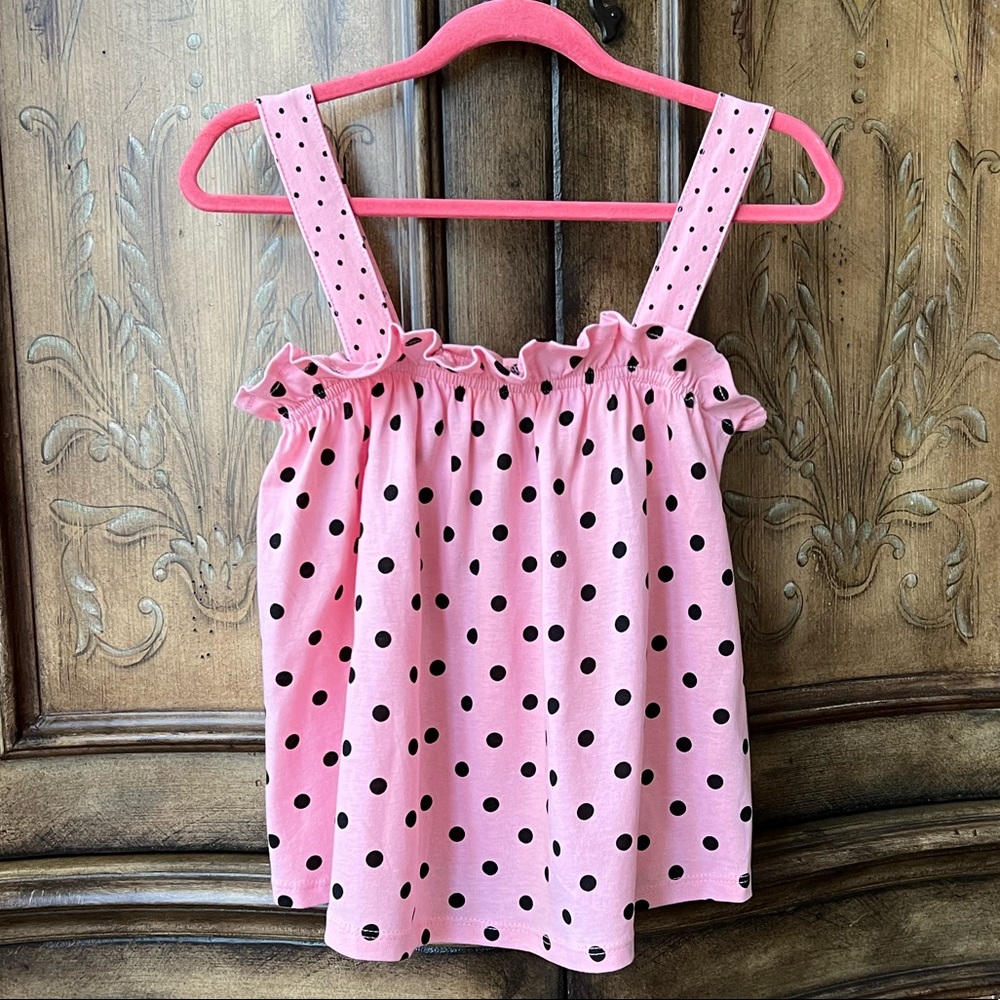 Zara Girls Pink Cotton Retro Polka Dots Top Size 9 10